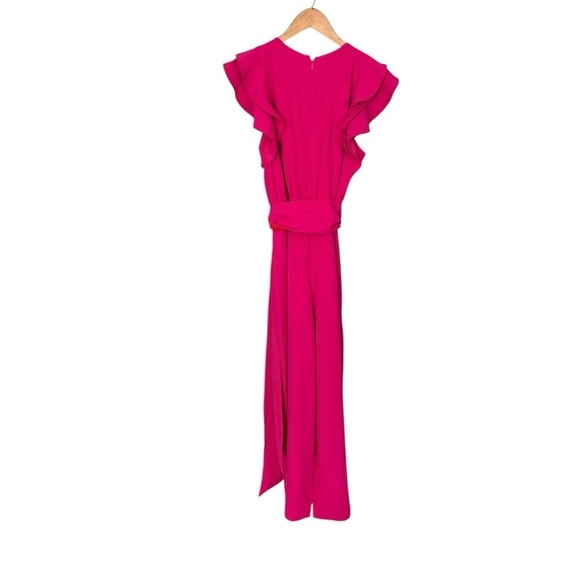 NWT, J. Crew Ruffle Sleeve Pink Jumpsuit with Tie Belt, Size 8 - Picture 6 of 10